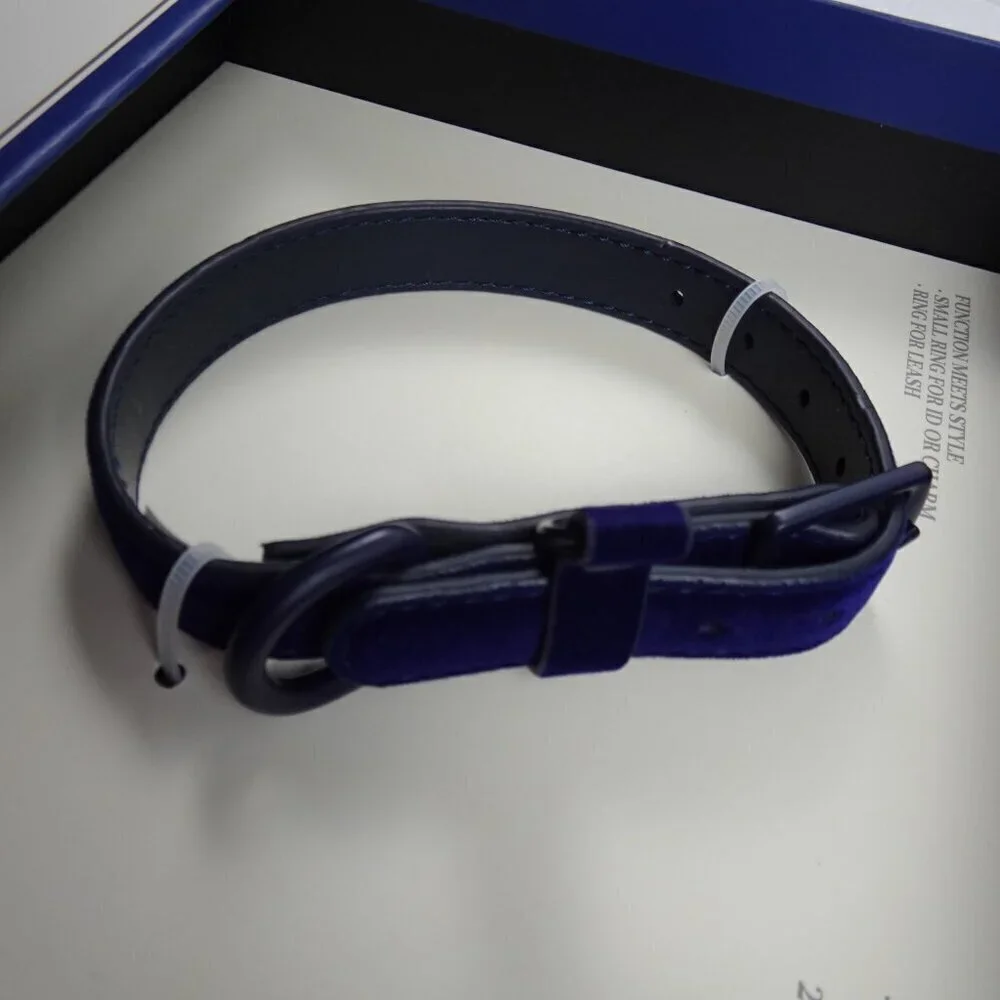 Southern Living Faux Leather Dog Collar Size XS / SMALL Blue Adjustable